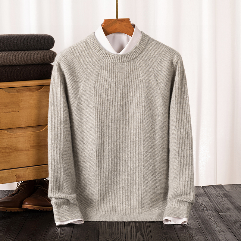冬季特级纯羊绒圆领加厚100纯羊绒男装秋冬款休闲高端羊毛针织衫