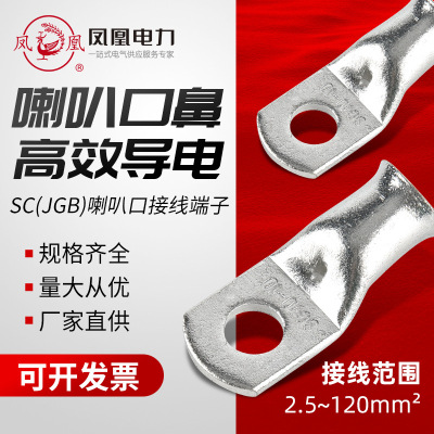 凤凰铜鼻子JGB-10/16/25/35/50/70/95喇叭口金具线夹电缆接线批发