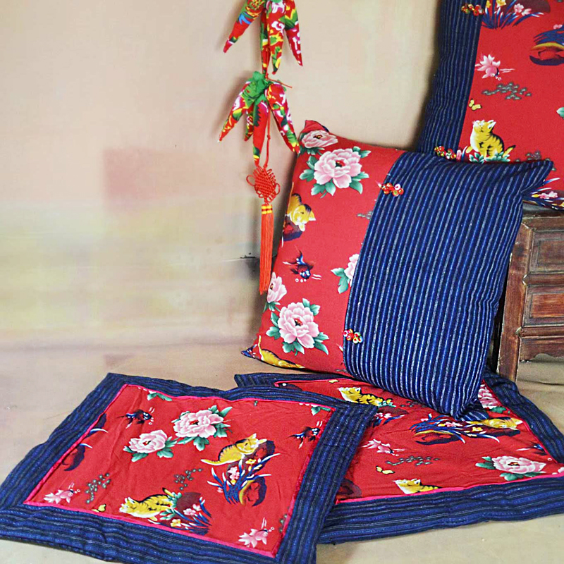 原创风全棉加厚拼布抱枕靠垫套