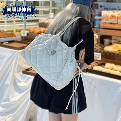 MLB正品女菱格大容量单肩托特包