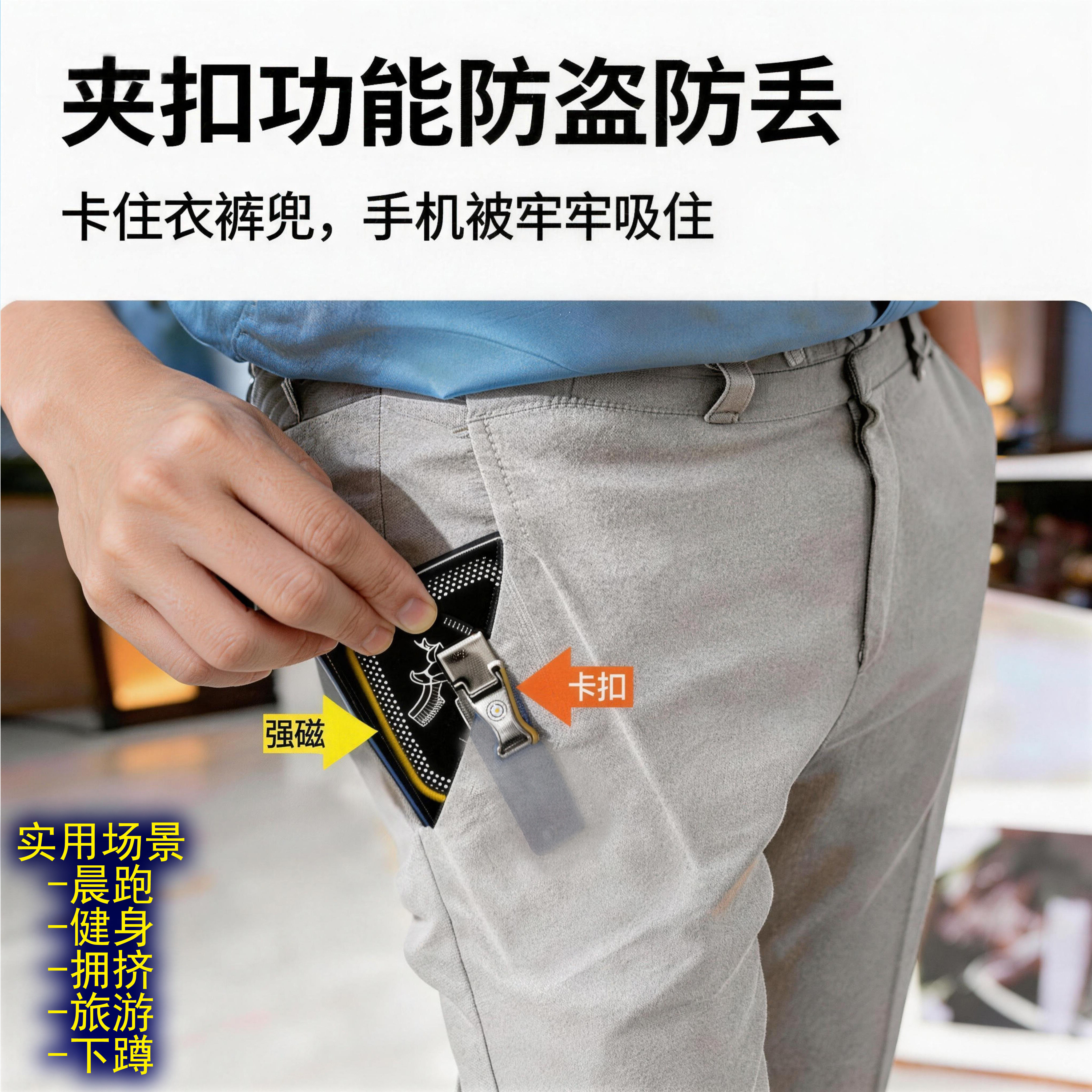 手机防丢免挂绳2支架+5铁片套装