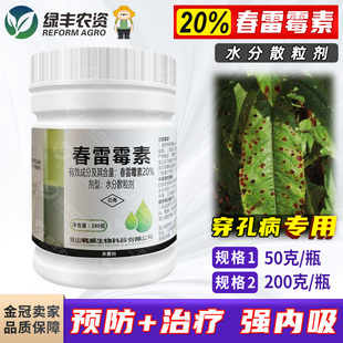 韩威效傲20%春雷霉素桃树褐斑穿孔病杀菌剂农药春雷毒素春雷莓素