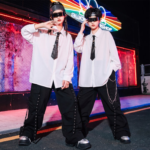 儿童街舞演出服六一男童嘻哈衬衫