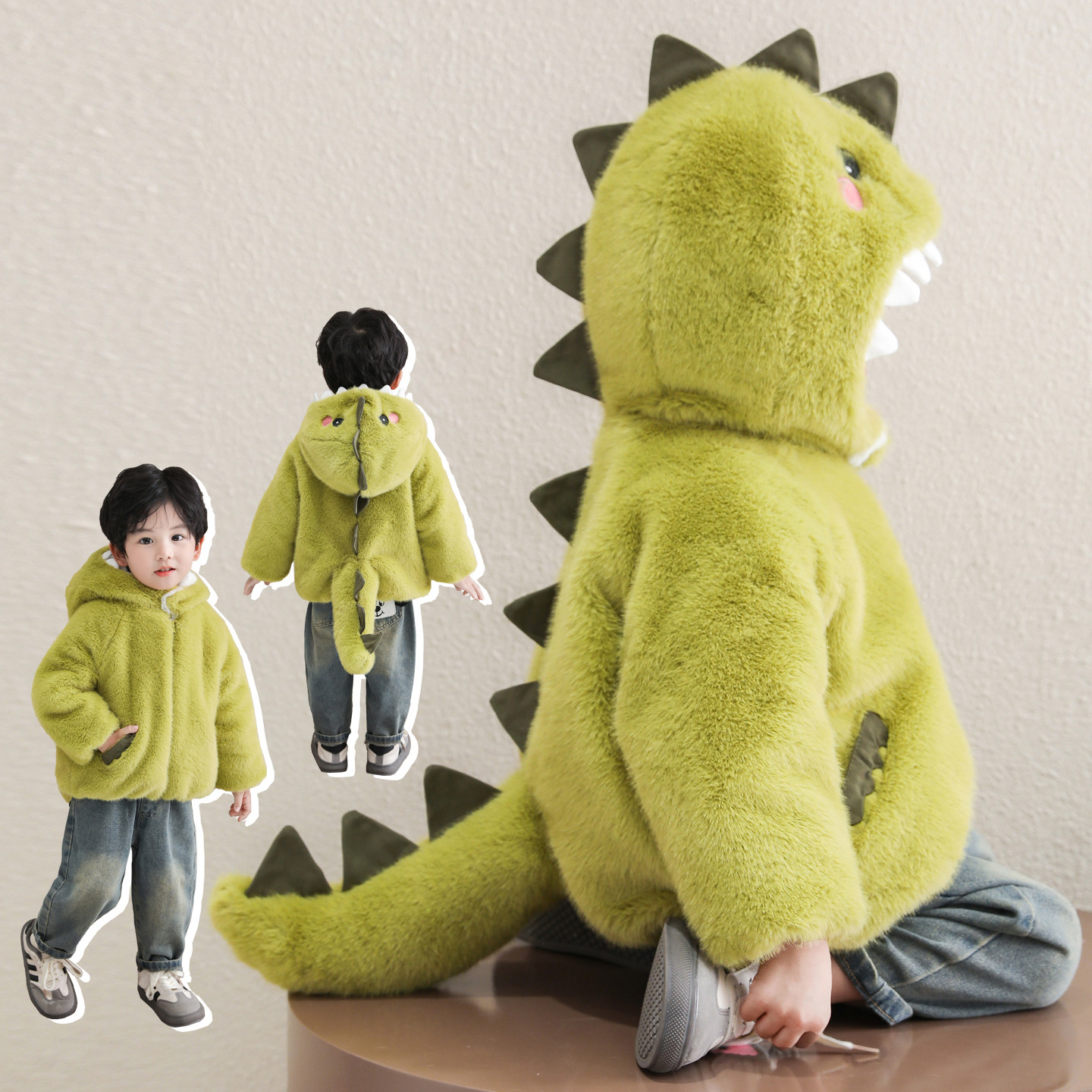 儿童粉色小恐龙演出服加绒加厚毛毛棉衣2025新款可爱宝宝居家服,童装/婴儿装/亲子装,儿童演出服,淘宝优惠券,粉丝福利购,淘宝优惠卷