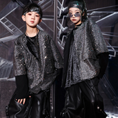 儿童演出服酷帅舞台亮片架子鼓表演服男童街舞潮服女童hiphop走秀