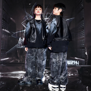 架子鼓演出服男童炫酷嘻哈儿童街舞潮服春秋季 女童爵士舞表演套装