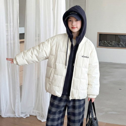 女童装秋冬季假两件加厚夹棉外套
