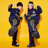 儿童街舞潮服男女童hiphop嘻哈风演出服小学生潮酷运动会校服套装