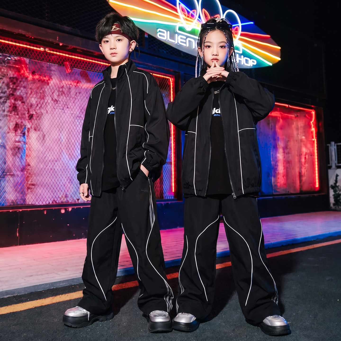 儿童演出服少儿街舞hiphop嘻哈舞蹈服装小学生外套潮酷帅运动套装