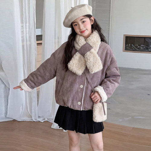 女大童装秋冬季韩版加绒加厚外套