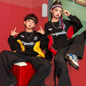 街舞儿童潮服少儿潮酷帅演出服套装 嘻哈男女童hiphop撞色上衣班服