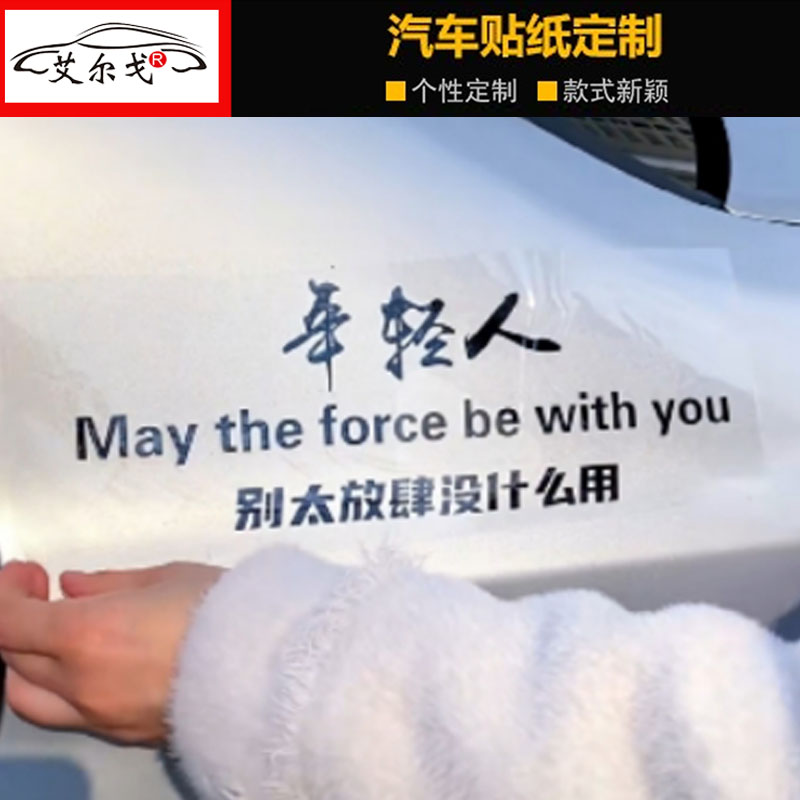年轻人别太放肆没什么用车贴抖音同款搞笑文字网红个性汽车身贴纸