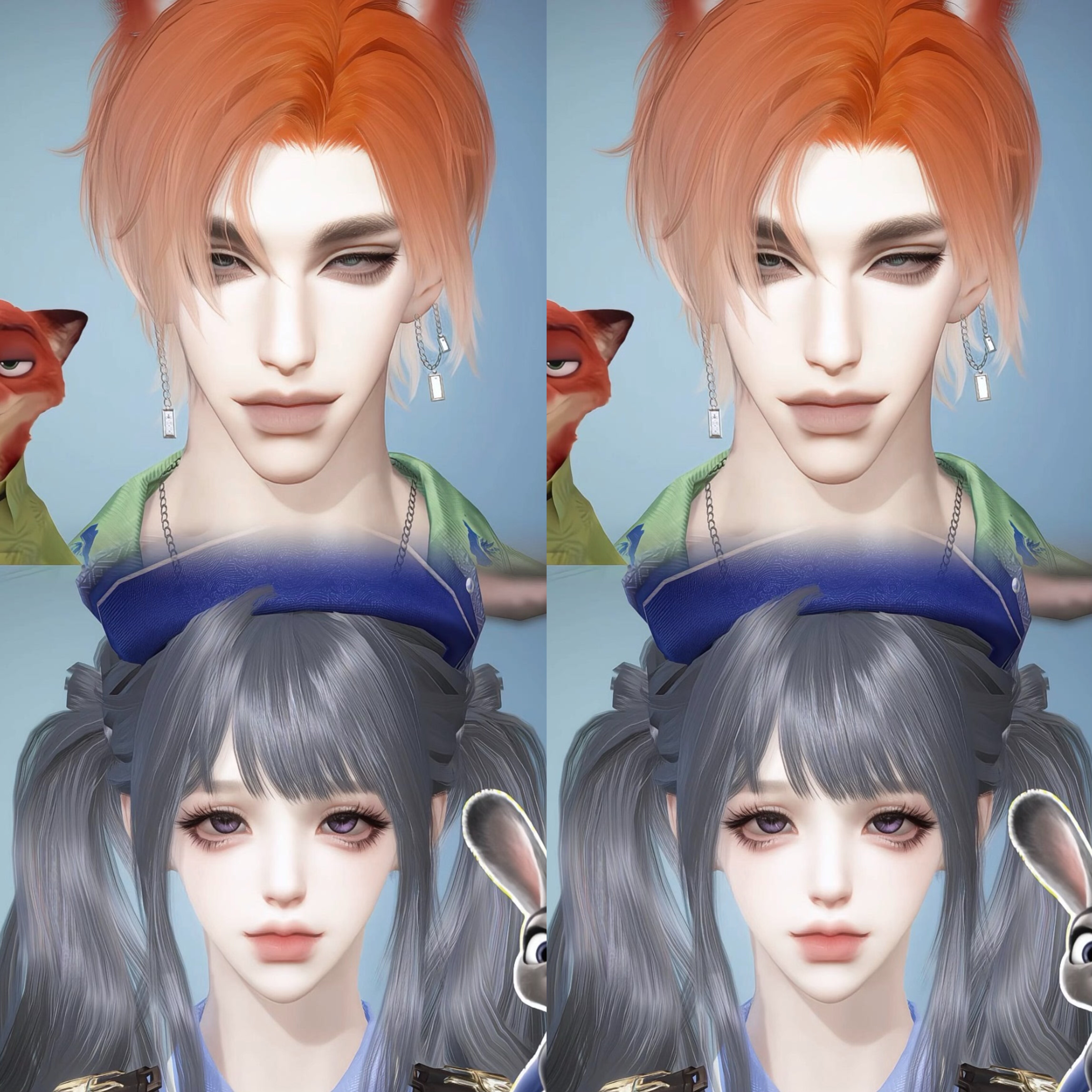 发2 搭档 狐兔cp KIWAY 逆水寒手游捏脸男女通用