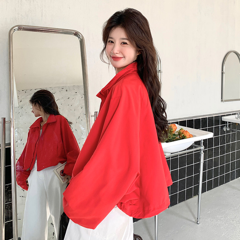 【大货】红色冲锋衣防晒外套2C055-5012-P145控208,女装短外套,2C055
