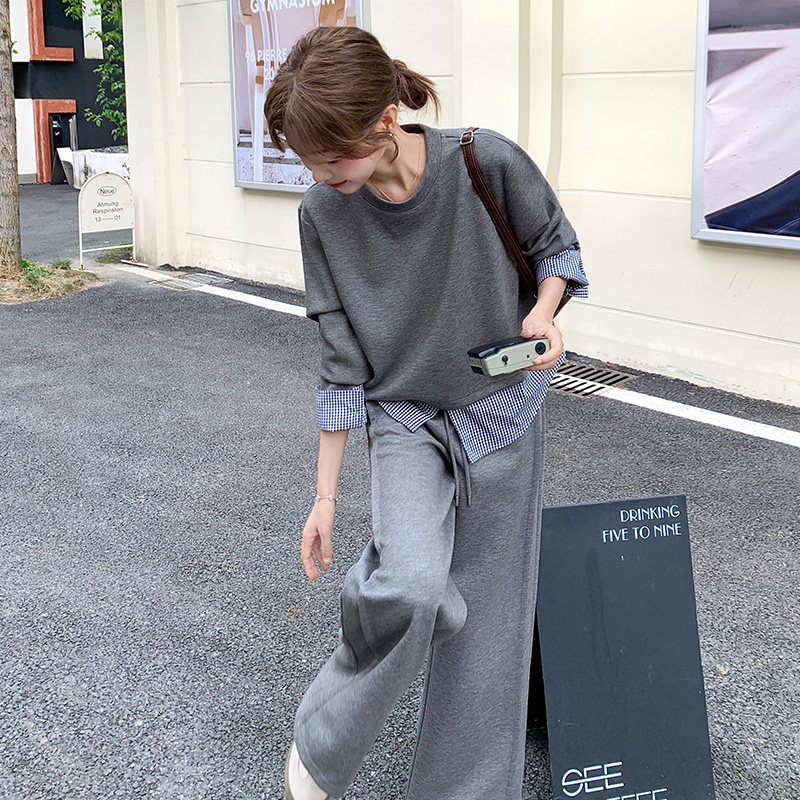 【现货】25秋装新款假两件卫衣套装2C055-5089-P165控248,女装套装/套裙,2C055