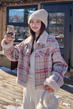 25新款格子皮毛一体外套2C055-5113-P210控318，女装棉衣/棉服，2C055