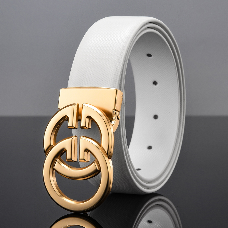 男字母二层真皮合金扣韩版