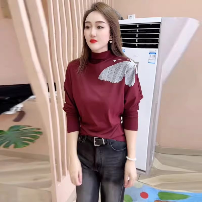 半高领长袖T恤女2025春秋新款洋气减龄高级感内搭打底衫爆款上衣