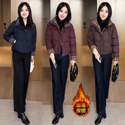 时尚短款羽绒棉服女2025冬季新款洋气小个子显瘦加厚保暖棉袄外套