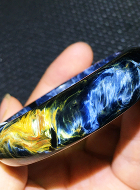 Pietersite彼得石手镯蓝色火彩猫眼55毫米贵妃镯子纳米比亚料832