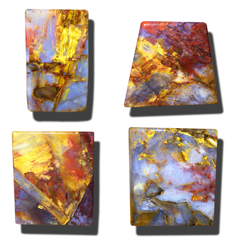 黄彩彼得石水滴吊坠河南淅川料黄彩暴风雨淅川国产虎眼石吊坠方牌