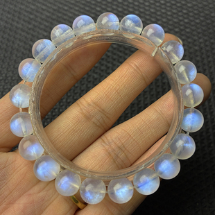 天然月光石手链女款单圈蓝光白色月光石冰透玻璃体多圈水晶手串