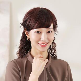 假发女真发全真人发玉米烫全头套妈妈中长发新款卷发自然假发套
