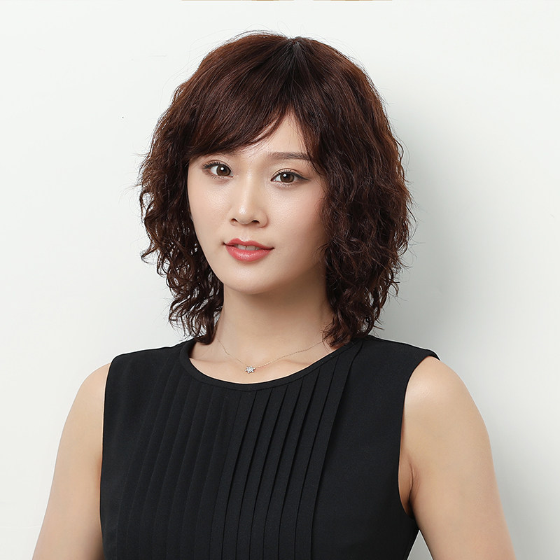 假发真发全真人发时尚新款羊毛卷发型短发女中长短卷发自然全头套