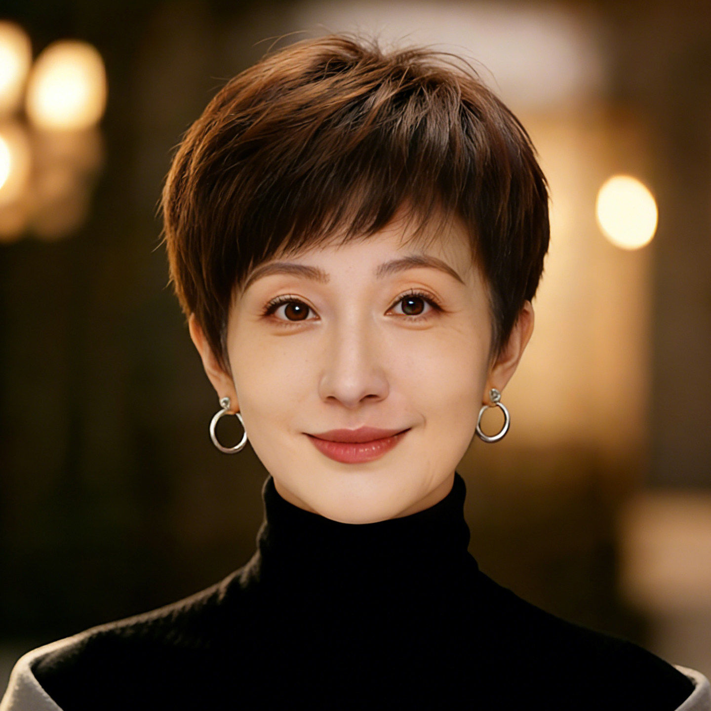 女士短发棕色轻奢通勤整顶假发