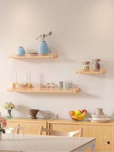 ins亚力克墙上美甲置物架实木墙壁客厅书房展示架一字隔板免打孔