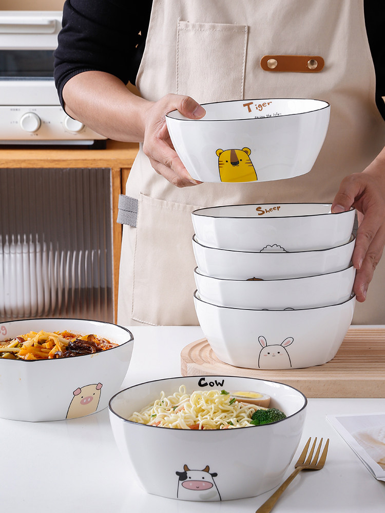 简约7.5寸大碗十二生肖陶瓷碗方碗宿舍泡面碗汤碗家用碗专用碗,餐饮具,碗,淘宝优惠券,粉丝福利购,淘宝优惠卷