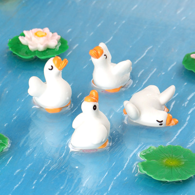 微景观大白鹅树脂汽车屏幕小摆件