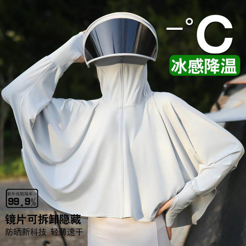 2026新款防晒衣帽子面罩一体女款夏季防晒服披肩斗篷短款面罩骑车