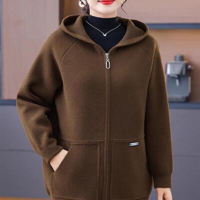 中老年女装秋冬休闲高端上衣加肥特大码胖mm妈妈秋洋气毛呢厚外套