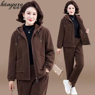 春秋洋气加绒大码 妈妈秋装 中老年女装 2025新款 外套上衣 运动服套装