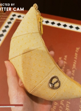 EV布语芝芝牛角包奶呼呼可爱面包零钱包挂包钥匙包手拎包配胸挂绳