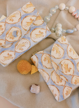 EV信封包兔兔羊毛格纹文艺卡收纳钱夹包钱包口红包卡包耳机随身包