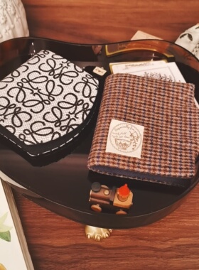 EVA布语杂物社复古气质轻奢羊毛格纹清新刺绣极简随身口罩收纳夹