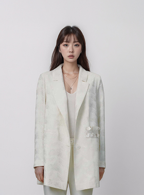素芭高级感雅致提花西装外套女2025秋新款显瘦简约文艺外套SS0601