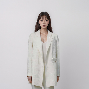 素芭高级感雅致提花西装 显瘦简约文艺外套SS0601 外套女2025秋新款