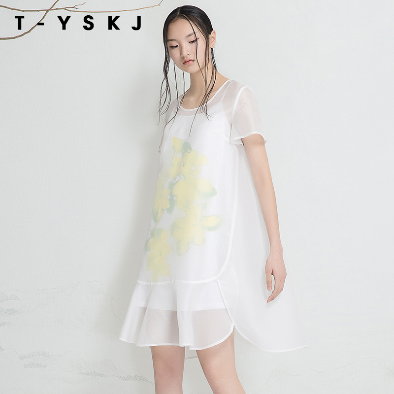 ̨ÐåTYSKJ 2018ÏÄװпî¿íËÉÓ¡»¨¶ÌÐäÕæË¿ÍøÉ´Á½¼þÌ×Á¬ÒÂȹF20231
