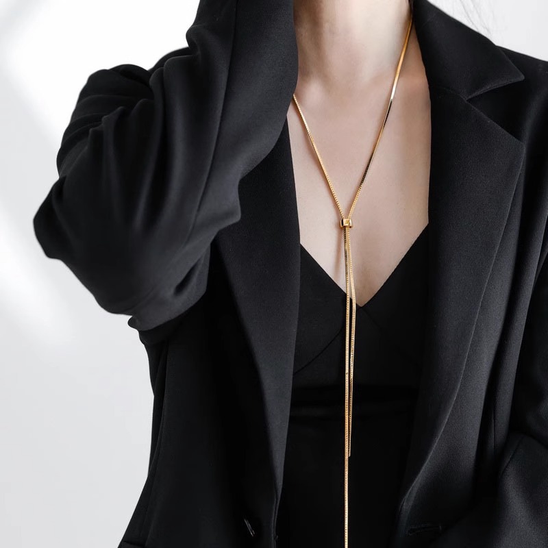 法国【设计师】Glam Dani 轻奢高级抽拉蛇骨项链长款潮流毛衣链