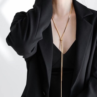 轻奢高级抽拉蛇骨项链长款 法国 Dani Glam 潮流毛衣链 设计师