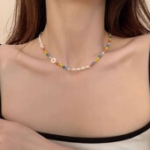 法国 小众设计锁骨链感天然淡水彩色串珠项链 Dani 设计师 Glam