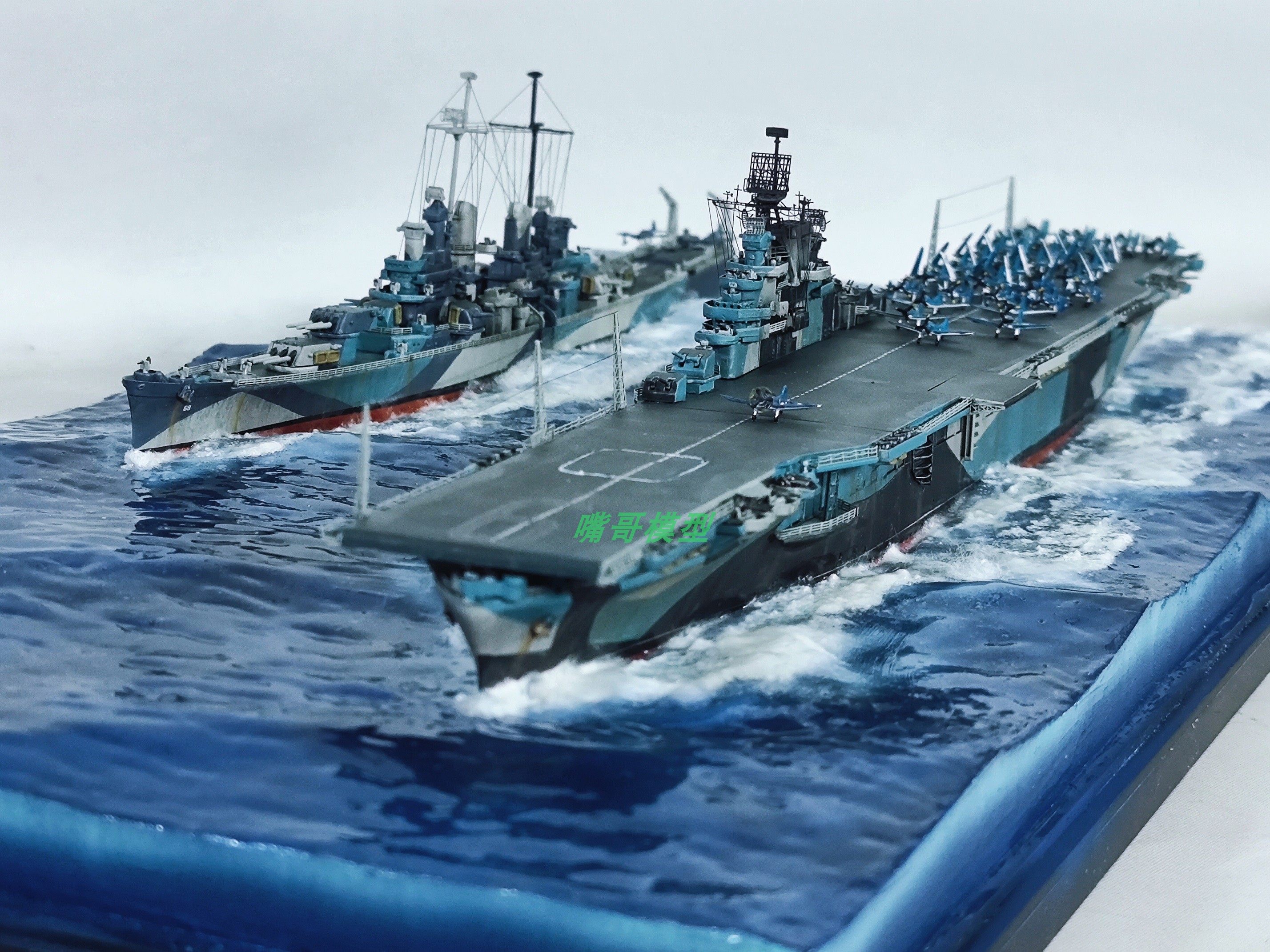 嘴哥模型 船模摆件 高仿真手工制作 埃塞克斯级航空母舰 沙盘展品