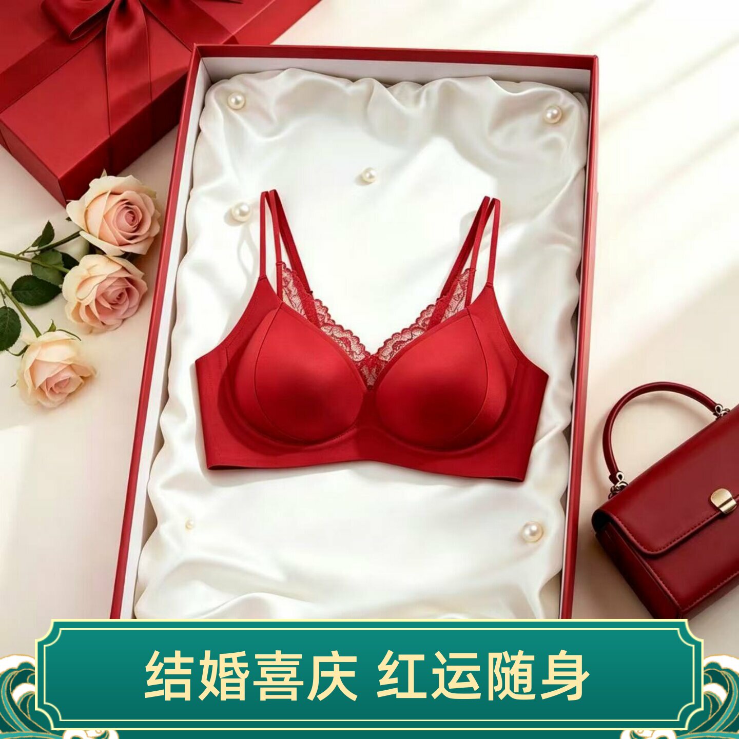 维多利亚结婚本命年红无钢圈文胸