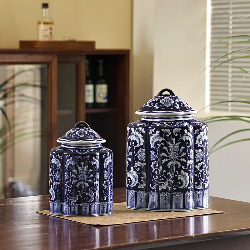 青花瓷中式陶瓷罐花瓶客厅