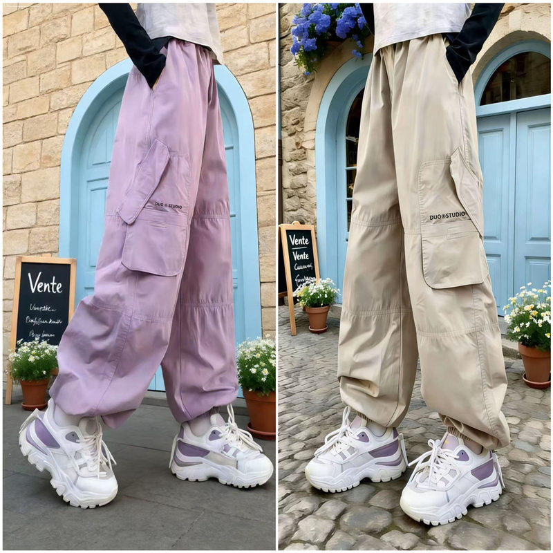 初中生工装裤春秋裤子大童高中女生宽松洋气阔腿2026青少年休闲裤