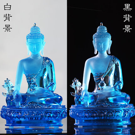 真琉璃天蓝药师佛摆件居家结缘祝福客厅桌面摆放佛具用品纪念药师