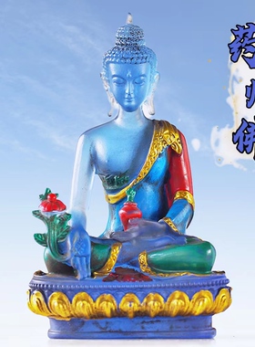 古法琉璃彩绘药师佛仿古做旧